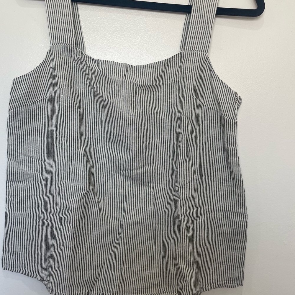 J. Crew Black and White Striped Tank Top